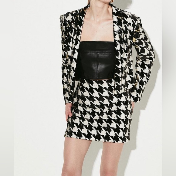 Houndstooth Sequin Mini skirt and jacket - Picture 5 of 7